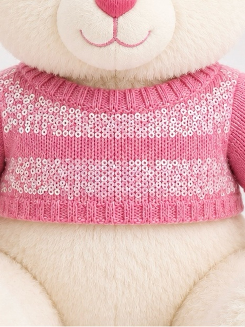 Build-A-Bear Pink Sequin Stripe Knit Sweater